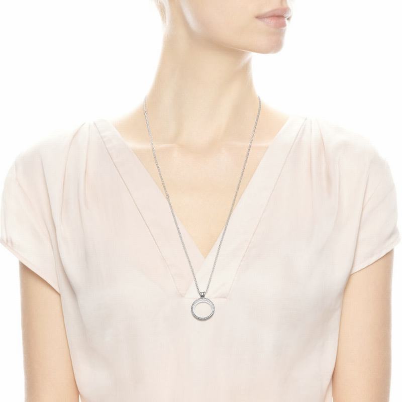 Pandora Floating Lockets Sparkling Necklace Silver Egypt YZ7528690